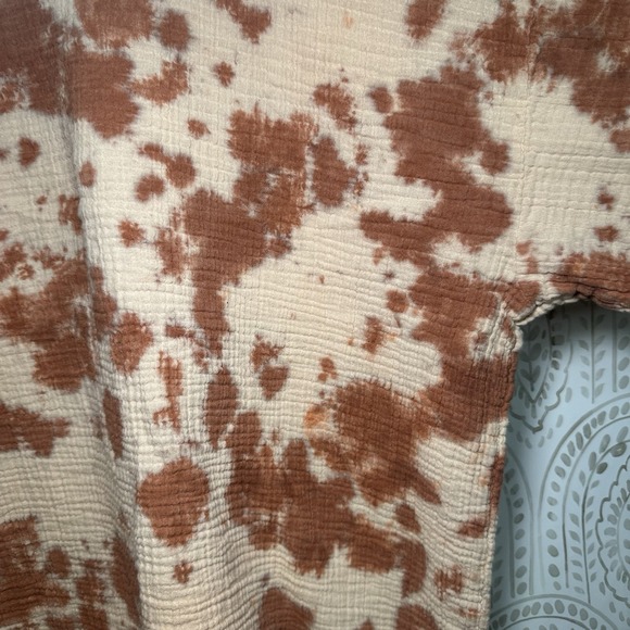 J. Jill size XL Petite short sleeve boxy top tie dye gauzy slub cotton Boho - Picture 7 of 9